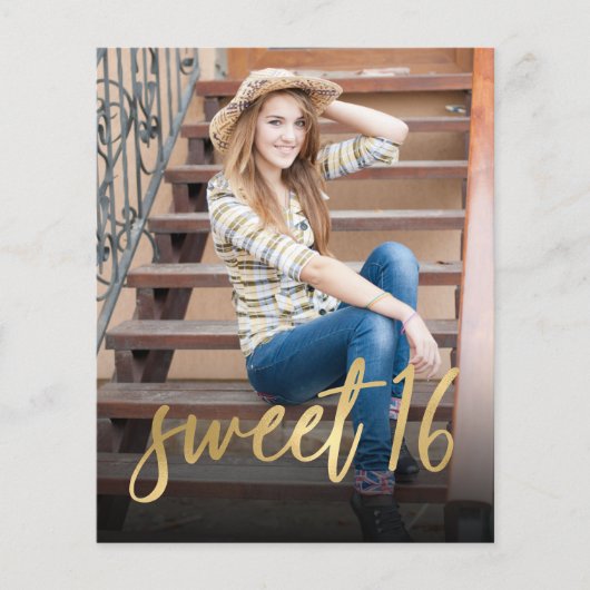 Budget Photo Sweet 16 Birthday Party Invitation (Voorkant)