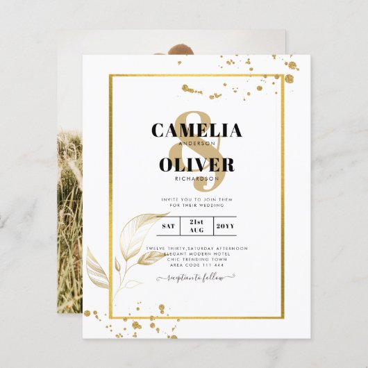 Budget Photo Weddenschap Klassieke White GOLD (Voorkant / Achterkant)