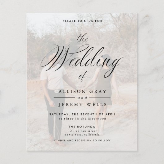 Budget Photo Wedding Invitation Flyer (Voorkant)