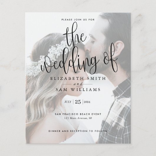 Budget Photo Wedding Invitation Simple Elegant Flyer (Voorkant)