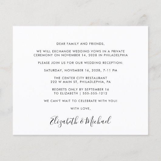 Budget Photo Wedding Reception Invitation (Achterkant)