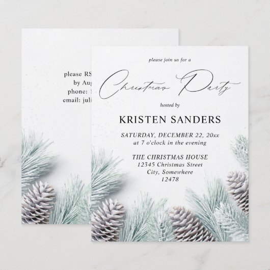 Budget Pine Cone & Snow Kerstparty (Voorkant / Achterkant)