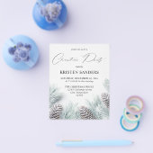 Budget Pine Cone & Snow Kerstparty Flyer (Enkel)