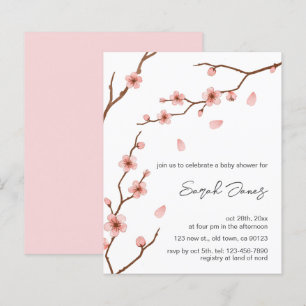 Budget Pink Cherry Blossom Baby shower Uitnodiging