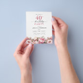 Budget Pink Floral 40th Birthday Invitation Flyer (Hand)