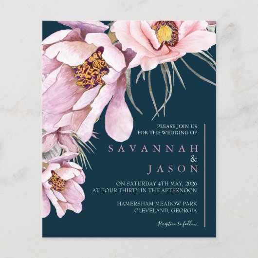 Budget Pink Floral Bloom Weddenschap (Voorkant)