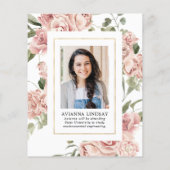 Budget Pink Floral Foto Back Graduparty Flyer (Achterkant)