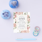 Budget Pink Floral Foto Back Graduparty Flyer (Enkel)