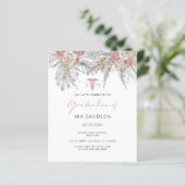 Budget Pink Floral Nursing Afstuderen Invitation (Staand voorkant)