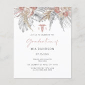 Budget Pink Floral Nursing Afstuderen Invitation (Voorkant)