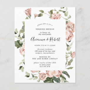 Budget Pink Floral Post Wedding Brunch Uitnodiging Flyer