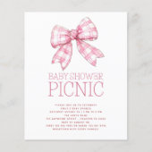 Budget Pink Gingham Bow Baby shower Picnic (Voorkant)