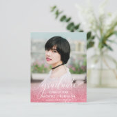 BUDGET PINK Glitter Ombre Girly Foto Afstuderen (Staand voorkant)