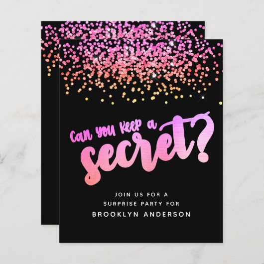 BUDGET Pink Glitter Surprise Party Invision (Voorkant / Achterkant)