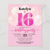 Budget Pink Glitter Sweet 16 Balloons Uitnodiging (Voorkant)