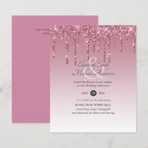 BUDGET Pink Glitter Wedding Invitting