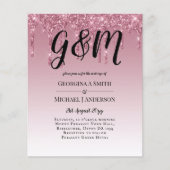 BUDGET Pink Glitter Wedding Invitting (Voorkant)