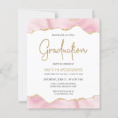 Budget Pink Gold Agate Graduation Party Uitnodigin (Voorkant)
