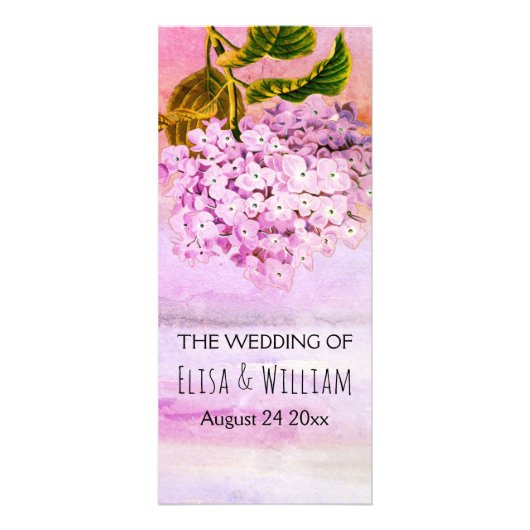 BUDGET Pink hydrangea floral bruiloft programme Reclamekaart (Voorkant)