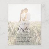 BUDGET Pink Ombre PHOTO OVERLAY Wedding Invitae (Voorkant)