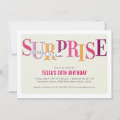 Budget Pink Patterned Surprise Party Kaart (Voorkant)