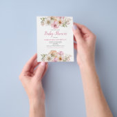 Budget Pink Peach Floral Baby shower Invitation Flyer (Hand)