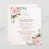 Budget Pink Peony Eucalyptus Funeral Invitation (Voorkant / Achterkant)