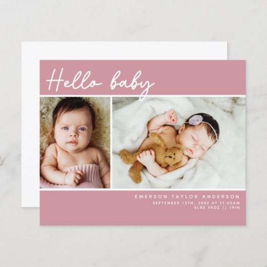 Budget Pink Photo Baby Carte de remerciements (Devant / Derrière)