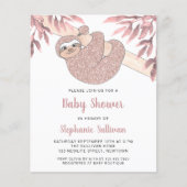 Budget Pink Sloth Baby shower Invitation (Voorkant)