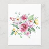 Budget Pink Yellow Floral Weduwen Uitnodiging (Achterkant)