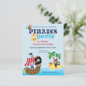 Budget Pirates Kids Birthday Party Invitation (Staand voorkant)