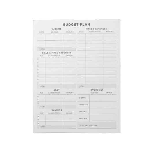 Budget Planner Inkomen en Uitgaven Tracker Layout Notitieblok (Gedraaid)