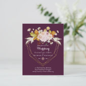 BUDGET Plum and Coral Floral Wedding Invitation (Staand voorkant)