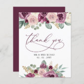 Budget Plum Floral Wedding Carte de remerciement (Devant / Derrière)