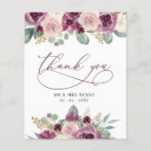 Budget Plum Floral Wedding Carte de remerciement (Devant)