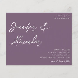 Budget Plum Paars Calligraphy Photo Wedding V2 Flyer