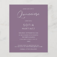 Budget Plum Paars MOD Calligraphy Quinceanera