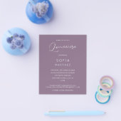 Budget Plum Paarse MOD Calligraphy Quinceanera Flyer (Enkel)