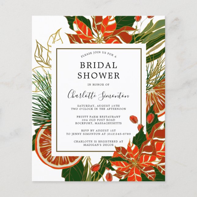 Budget Poinsettia Citrus Bridal Shower (Voorkant)