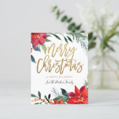 Budget Poinsettia Floral Merry Kerstmis (Staand voorkant)