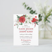Budget Poinsettia Pine cone Wedding Uitnodiging (Staand voorkant)