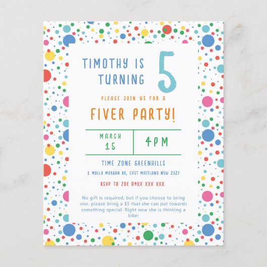 Budget Pokadot Vijver Party Uitnodiging Verjaardag Flyer (Voorkant)