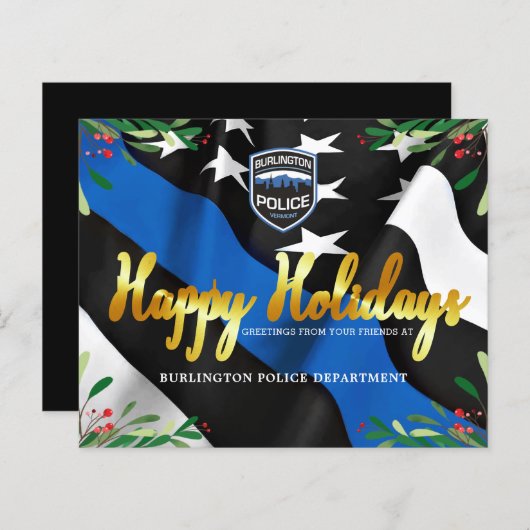 Budget Police Department Thin Blue Line Kerstmis (Voorkant / Achterkant)