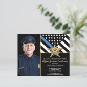 Budget Police Officer Foto Retirement Uitnodiging (Staand voorkant)