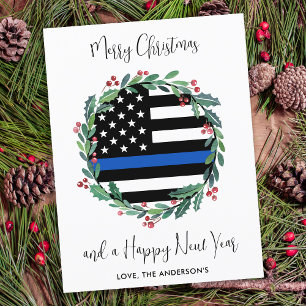 Budget Politie Kerstkrans Blauwe Vlag Vakantie Briefkaart