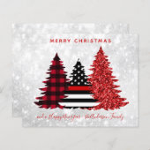 Budget Pompier de Noël Arbre rouge Carte Plaid (Devant / Derrière)