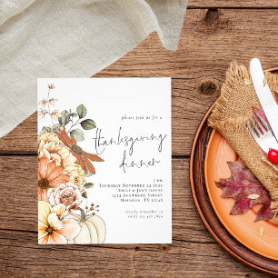 BUDGET Pompoen Bloemen Thankgiving Diner Invite