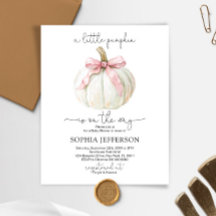 Budget pompoen & roze boog Baby shower Uitnodiging
