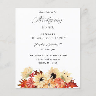Budget Pompoen & Zonnebloem Thanksgiving Flyer