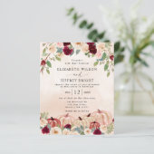 Budget pompoenen Country Fall bruiloft uitnodiging (Staand voorkant)